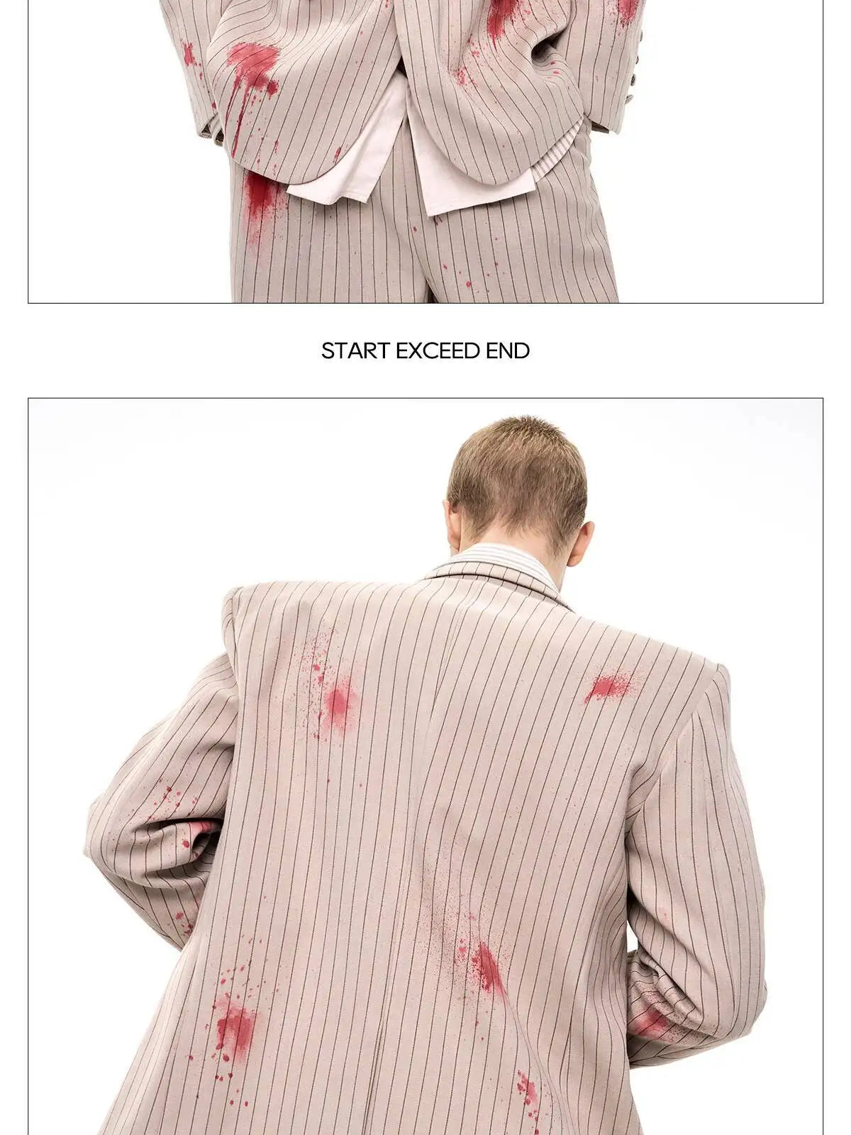 Ink Ejection Tie-dyed Pattern Stripe Printed Shoulder Pad Blazer Coat Men 2025 New Original Luxury Handsome Jacket JY4551