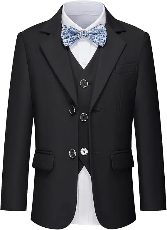 4Pieces/Set Jacket Vest Pants Bowtie Child White Piano Violin Dress Gentleman Kids Slim Prom Suit Boys Dance Performance Costume