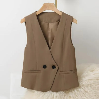 Women's Blazer Vest Coat 2026 Spring Autumn Sleeveless Ladies Vest Jacket Casual Tops Fashion Ladies Waistcoat Chaleco Mujer