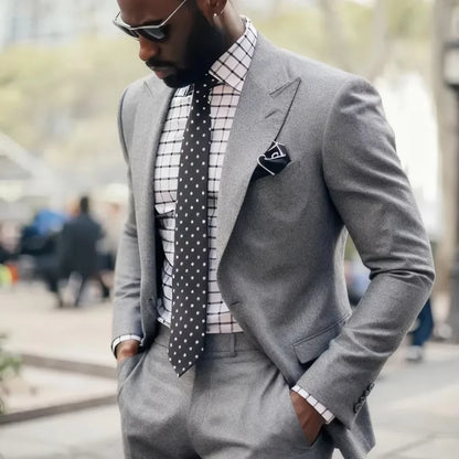 Costume de mariage homme Smart Casual Slim Fit Smoking de marié 2 pièces pour fête Revers pointu Blazer Pantalon Ensembles costumes d'affaires formels