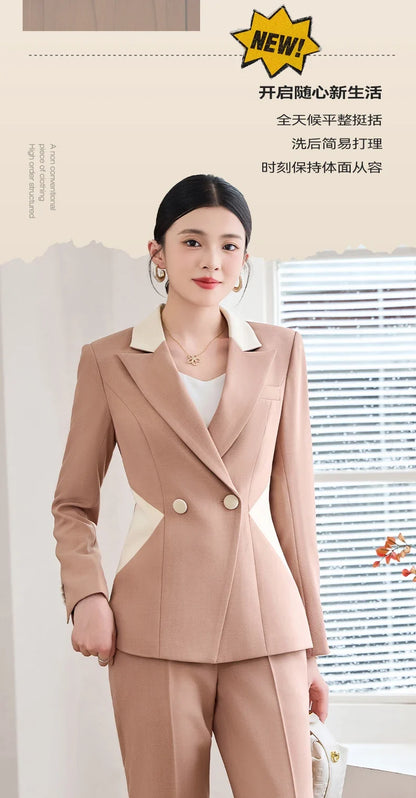 Fashionable professional women's attire, exquisite elegant two-piece pant + suit jacket. 2025 autumn winter new styles