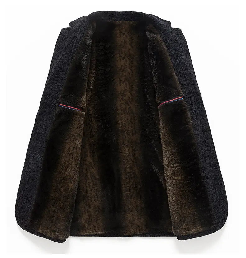 2025 Men's Casual Business Suit Coat with Fur High-Quality Fashionable Stylish Versatile Outerwear for Men