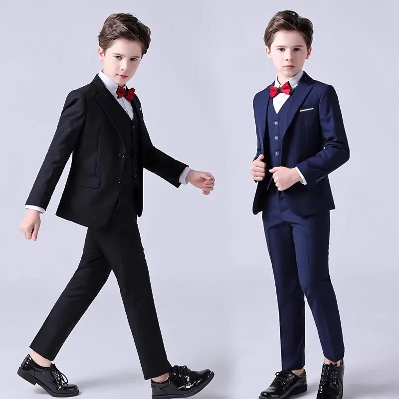 School Kids Piano Host Performance Suit Set Flower Boys Wedding Dress Spring Children's Birthday Party Photography Costume