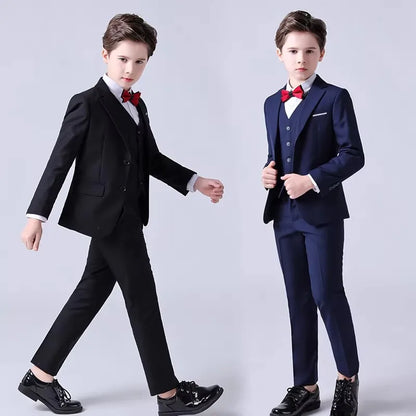 School Kids Piano Host Performance Suit Set Flower Boys Wedding Dress Spring Children's Birthday Party Photography Costume