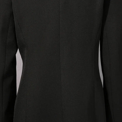 Women Chic Blazer Double Breasted Metal Button Decoration Elegant Trend Coat Office Lady High-End Jacket New Spring HK19942