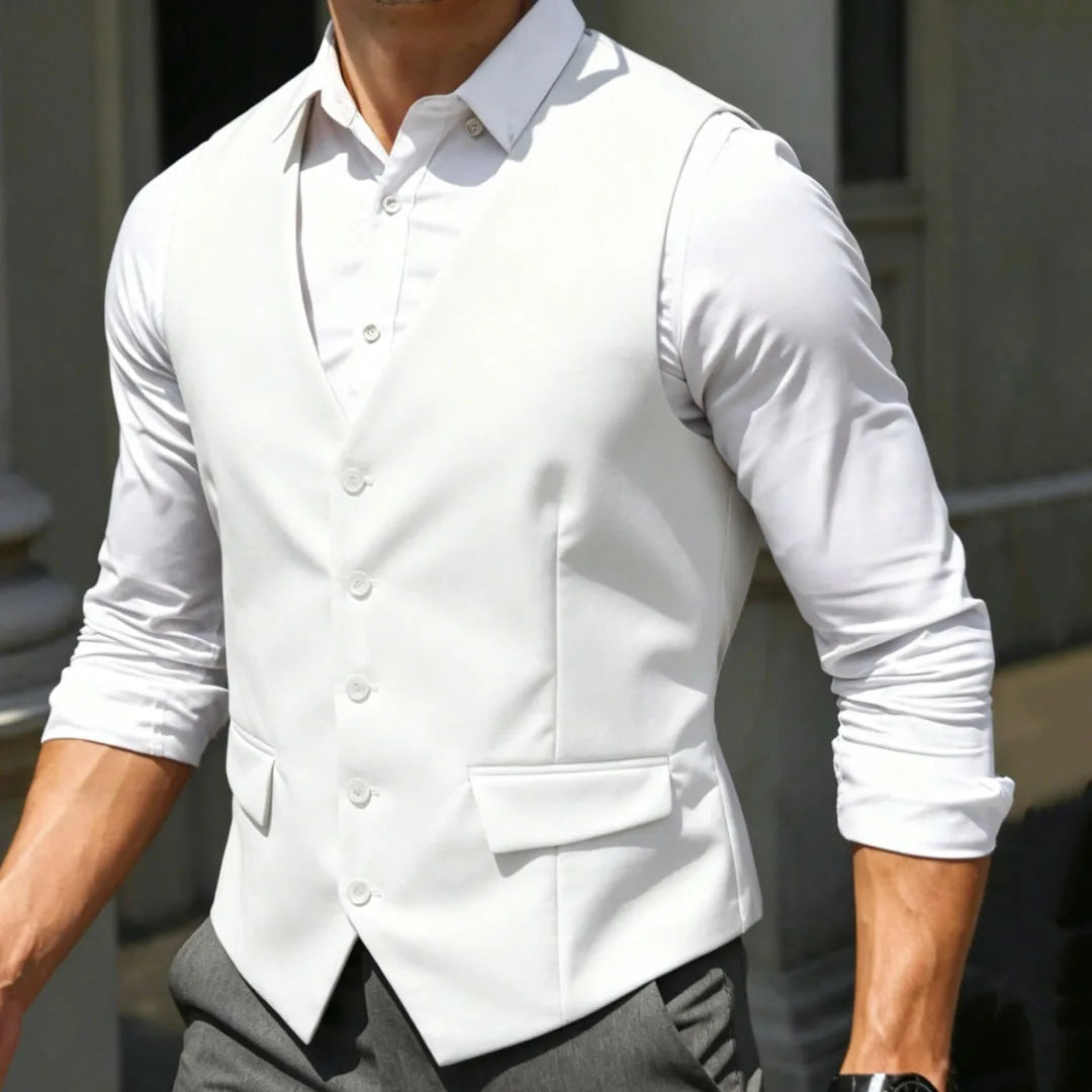 Men's Formal Vest – Single Breasted V-Neck Suit Waistcoat for Weddings and Events