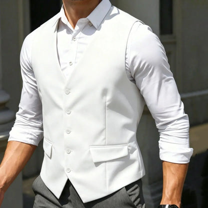 Men's Formal Vest – Single Breasted V-Neck Suit Waistcoat for Weddings and Events