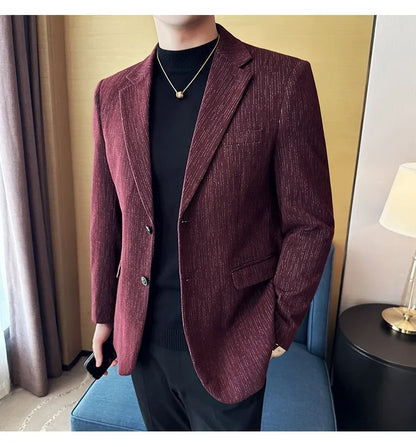New Fashion Meteor Striped Suit Jacket High Quality Men's Slim Fit Business Formal Social Prom Party Casual Tuxedos 5XL-M