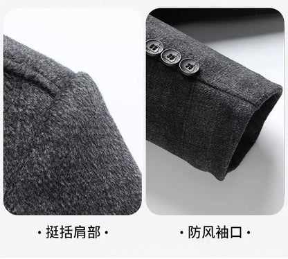 2026 Outdoor Fashion Gentleman's Versatile Trend, Middle-aged and Elderly Business Casual Men's Down Inner Liner Woolen Coat