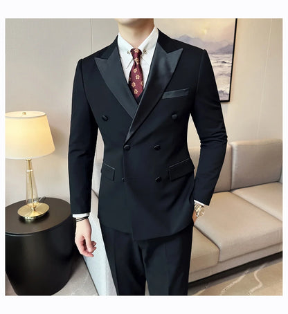 Plus Size 6XL 5XL Men Formal Business Suit 3 Set Pieces Classic Slim Fit Business Suits Sets Autumn Men Wedding Party Tuxedo