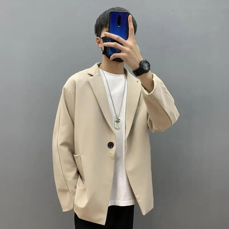 Casual Suit Jacket Early Spring Light Mature Style Men's Korean Trendy Single Blazer Suit Set