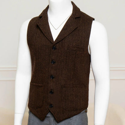Men's Formal Vest Single Breasted Lapel Waistcoat for Weddings & Business