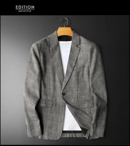 Spring Autumn Classic Checkered Suit Jacket Men Slim Fit Casual Business Office Uniform Formal Jacket Wedding Groom Men Blazers