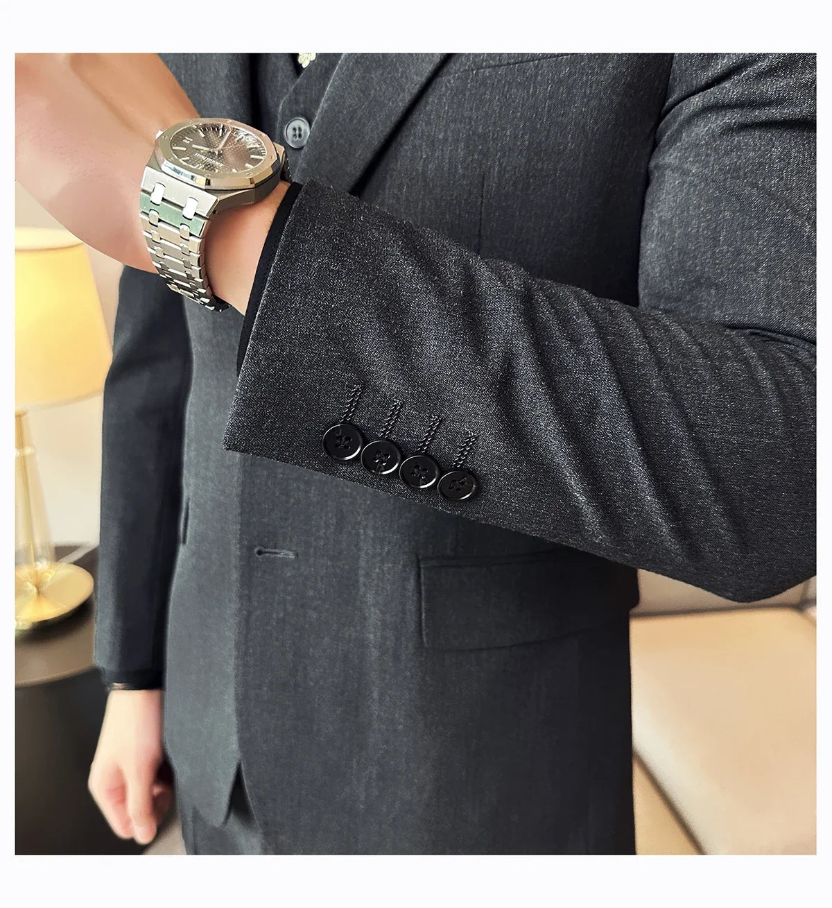 (Jacket + Vest + Pant) Men's Formal Slim Fit Business Work Wedding Stage Tuxedo Fashion Best Men Social Dress Suit 3 Pieces Set