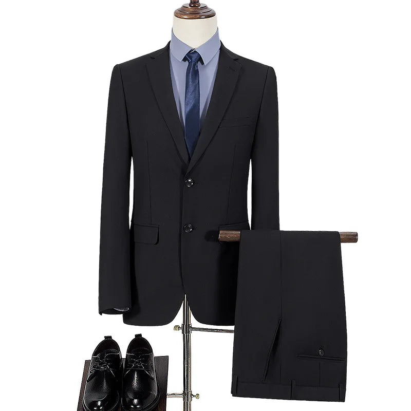 Men's Slim Fit Single Breasted Suit – Casual & Formal Two-Piece Set for Weddings & Business