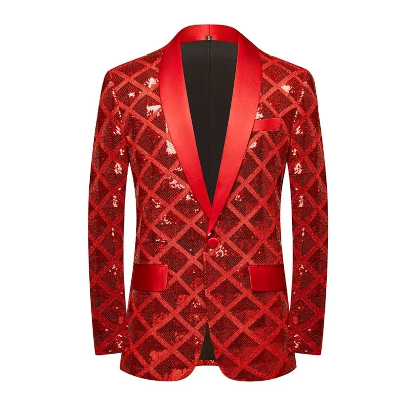 2023 New High Quality Handsome Fashion Boutique Men's Stereo Square Sequin Casual Dance Suit Jacket Boutique Fashion Suit Jacket
