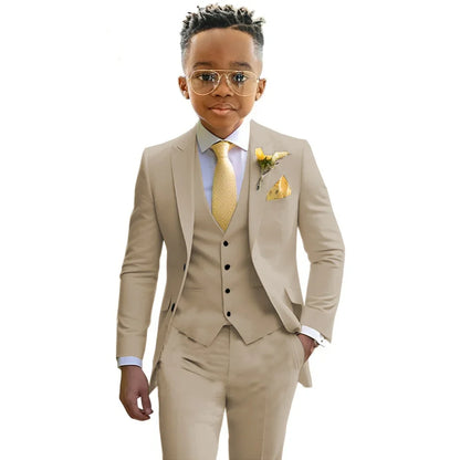 Formal Boys Suits Wedding Tuxedo 3 Pieces 2-20T Kids Slim Fit Jacket Vest Pants Birthday Party Sets School Performance Outfit