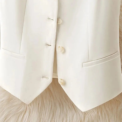 2024 NEW Spring Summer Women's Blazer Vests Korean Slim Sleeveless Jacket Fashion Commuting Office Female Vest Short Waistcoat