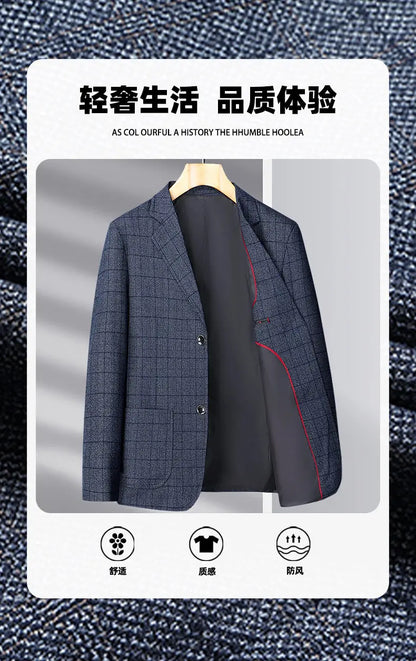 Blazer Men Business Gentleman Wedding Fashionable Checkered Best Gentlemanly Slimming and Casual Middle-aged and Elderly Blazer