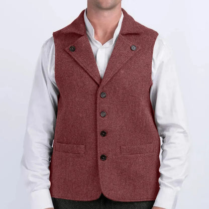 Men's Herringbone Vest Single Breasted Waistcoat for Wedding & Smart Casual Wear