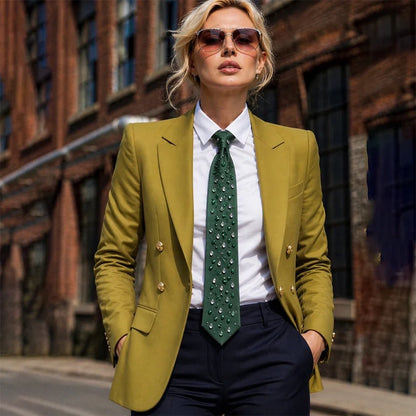 Office Lady Double Breasted Women's Suits Fashion Notch Lapel Blazer Elegant 2 Piece Jacket Pants Female Clothing Outfits