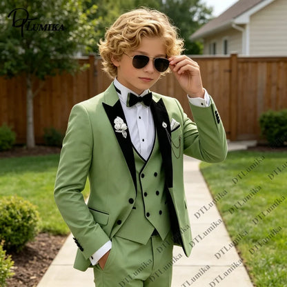 2026 Homecoming Suit for Boys 3T-14T 4 Pieces Jacket Vest Pants Bowtie Wedding Guest Suits Boy's Formal Costume Toddler Suits