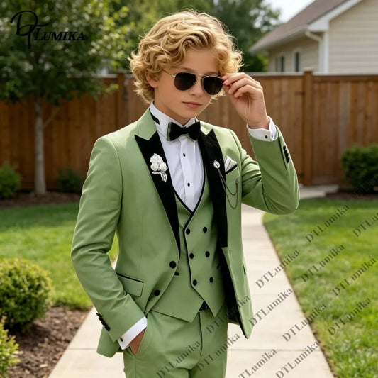 2026 Homecoming Suit for Boys 3T-14T 4 Pieces Jacket Vest Pants Bowtie Wedding Guest Suits Boy's Formal Costume Toddler Suits