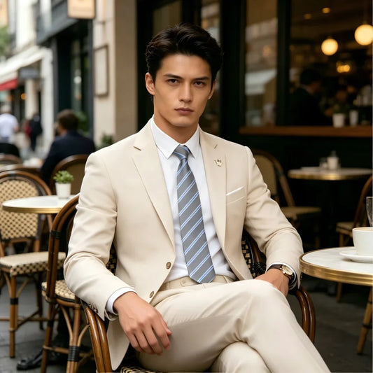 Men's 2-Piece Slim Fit Casual Suit for Men – Wedding, Beach & Daily Wear