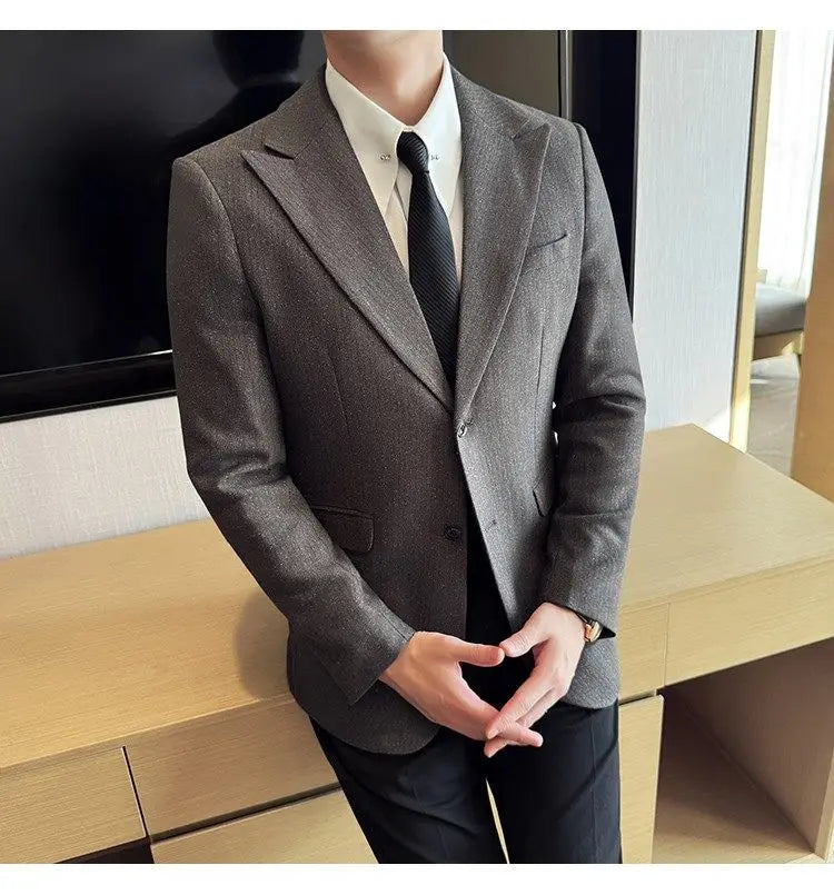 Men's Blazer Single Breasted Slim Fit Korean Style Casual Suit Jacket