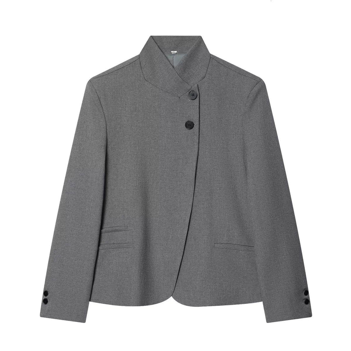 Elegant Women Solid Blazer Coat Spring Autumn Turtleneck Long Sleeve Single Breasted Straight Blazer Female Chic Suit Jacket