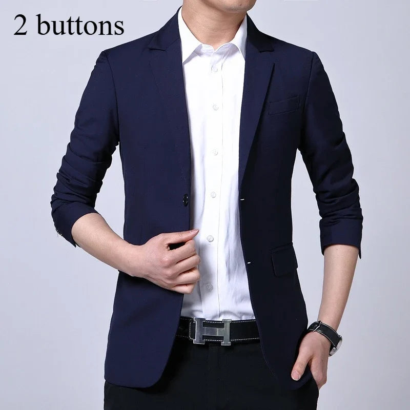 Blazer Men's Fashion Premium Business Outdoor Self-cultivation Gentleman English Style Solid Color Casual Hosts Weddings Blazer