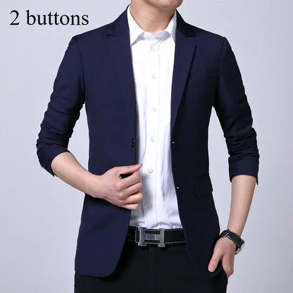 Blazer Men's Fashion Premium Business Outdoor Self-cultivation Gentleman English Style Solid Color Casual Hosts Weddings Blazer