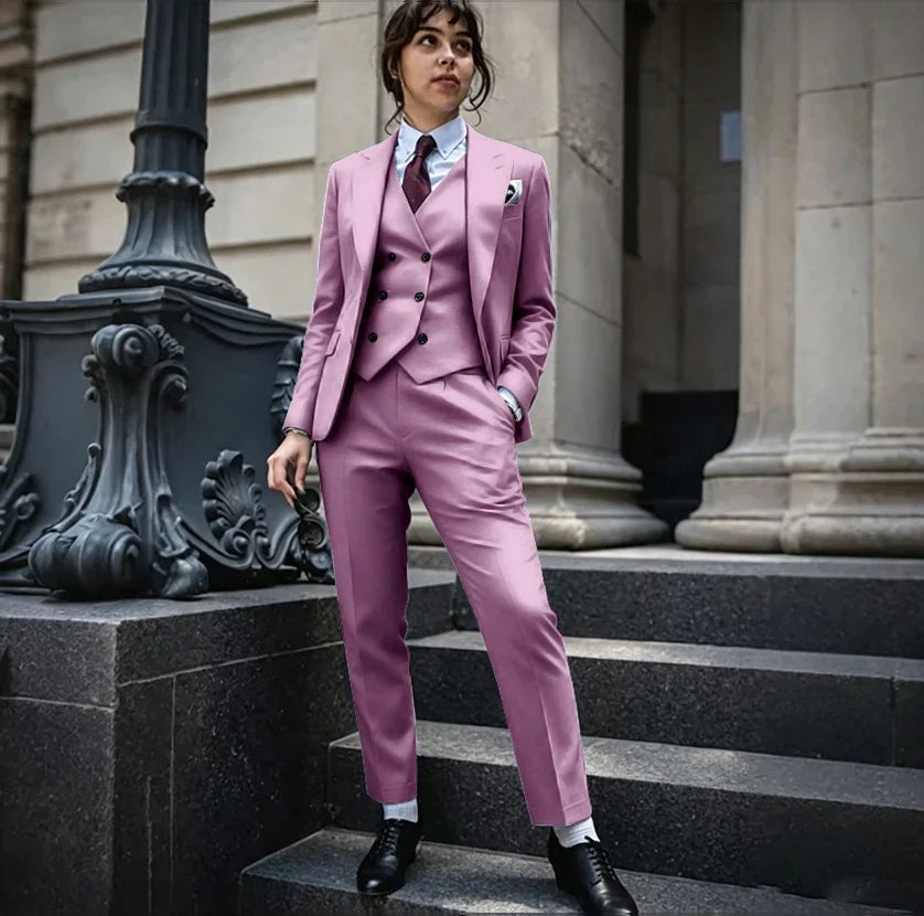 Powerful Black Women 3 Piece Suit Classic Single Breasted Jacket Vest Pants Set Elegant Office Business Formal Lady Outerwears