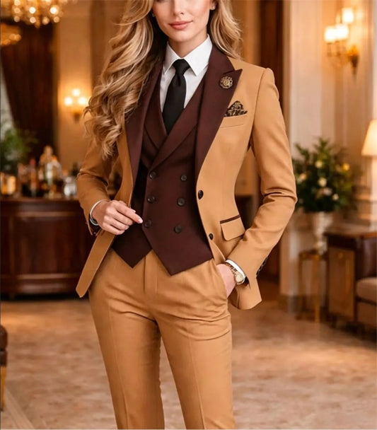 New Women's Suits 3 Pieces Formal Elegance Event Wear Women's Business Set (Jacket+Vest+Pants) Tailor Made