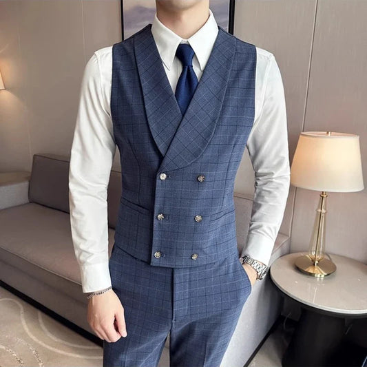 2025 Autumn Business Vest Suit 2 Piece Wedding Suit Business Casual Banquet Vest Trousers Office Work Party Prom Men Clothing