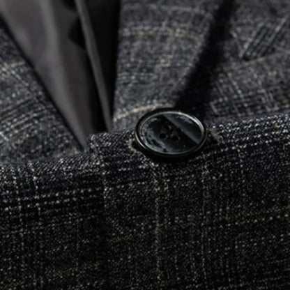 KIDWHXR Men Suit Coat Slim Plaid Turn Down Collar Male Blazer British Style Single-breasted Business Casual Man Outerwear