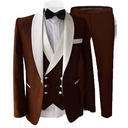 Costume Homme 3 Pièces Slim Fit Smoking de Mariage Formel Affaires Fête Blazer Veste Revers Gilet Pantalon pour Marié Garçons d'Honneur