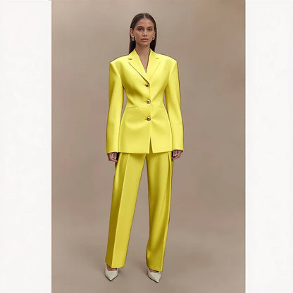 Dark Blue Women Suits Customized Slim Fitted Single-breasted Two Pieces(Jacket+Trousers) Ladies Formal Party Wedding Set