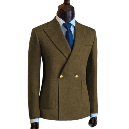 Customized Men's Suit Blazer Suit Pants Business Custom Suit Solid Color Metal Buckle Premium Men's Suit