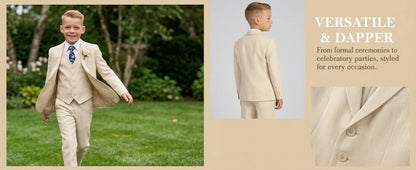 Boys 4-Piece Formal Suit Set – Single Breasted, Notched Collar, Wedding & Occasion Wear