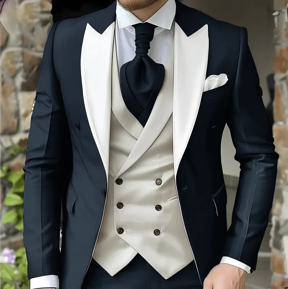 Costume de mariage pour homme à revers pointu de haute qualité coupe slim Vestes Col pointu croisé Carnavals hommes Le dernier