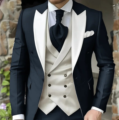 Costume de mariage pour homme à revers pointu de haute qualité coupe slim Vestes Col pointu croisé Carnavals hommes Le dernier