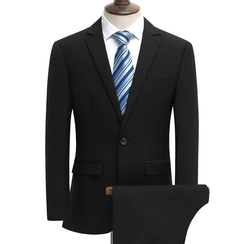 Men's Smart Casual 2-Piece Suit Set – Single Breasted Blazer and Trouser for Travel and Business