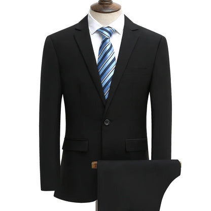 Men's Smart Casual 2-Piece Suit Set – Single Breasted Blazer and Trouser for Travel and Business