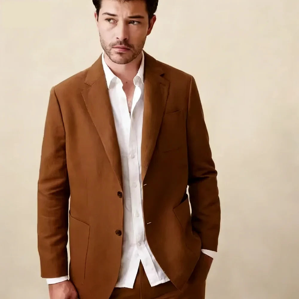 Elegant 2PCS Men Suits  Notch Lapel Single Breasted Male Blazer Set Formal Business Set Party Prom Wedding Tuxedos(Jacket+Pants)