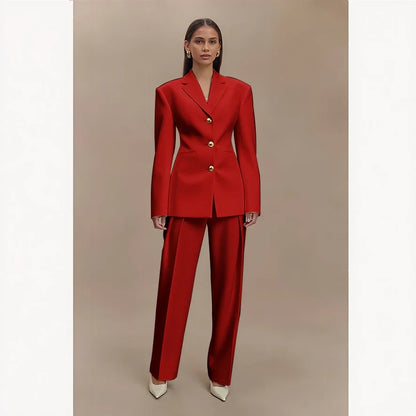 Dark Blue Women Suits Customized Slim Fitted Single-breasted Two Pieces(Jacket+Trousers) Ladies Formal Party Wedding Set