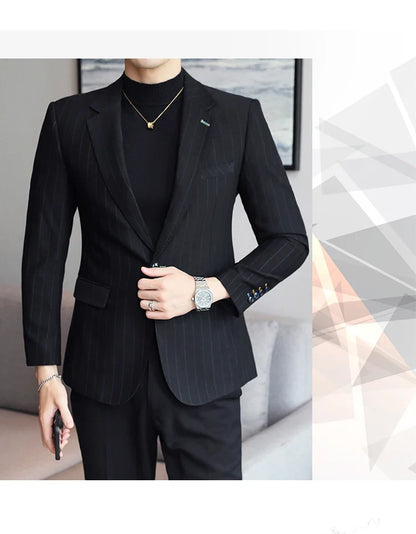 2024 Slim Fit Men's Wedding Casual Suit High-End All-in-One Handsome Two Button Fashion Boutique Single West Coat S-5XL