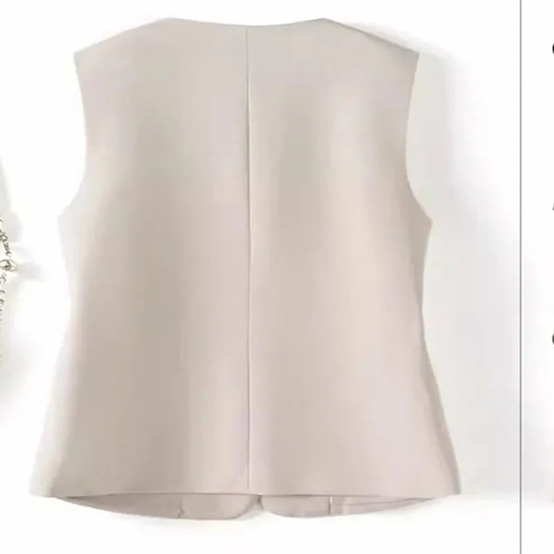 Ladies Casual Fashion Blazers Vest Coat Spring Autumn Female Cardigan Sleeveless Jacket Korean Women With Lining Suit Waistcoat