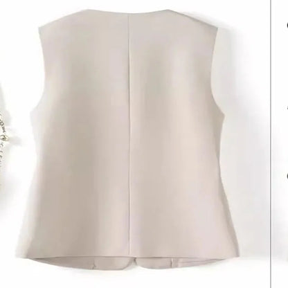 Ladies Casual Fashion Blazers Vest Coat Spring Autumn Female Cardigan Sleeveless Jacket Korean Women With Lining Suit Waistcoat