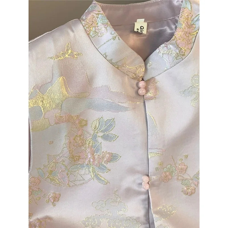 New Chinese Women's Waistcoat Vest Spring Autumn Retro Sleeveless Vest Jacket Coat Fashion Female Casual Tops Chaleco Mujer